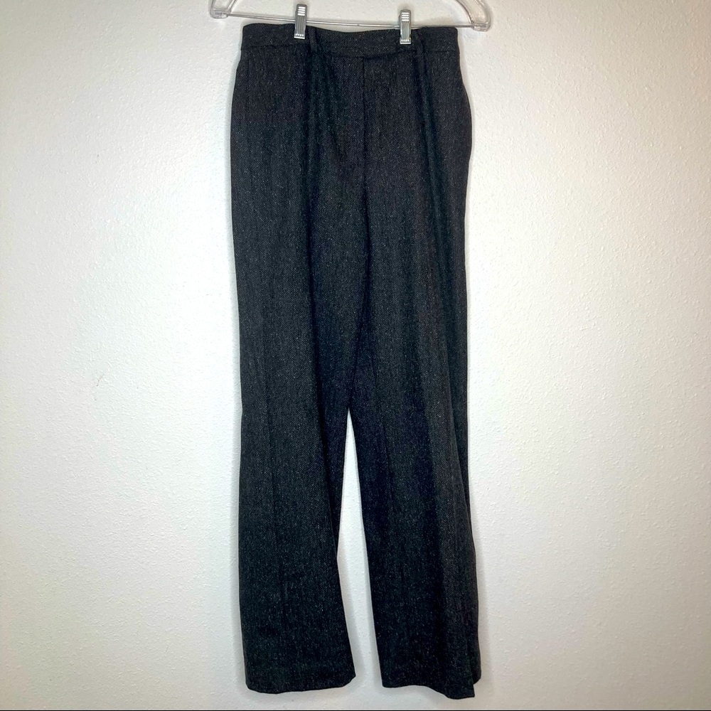High Waist Wide Leg Wool Trouser Silk Blend Tweed Pants Eddie Bauer